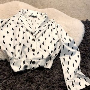 Marc New York Printed Satin Button Down Blouse